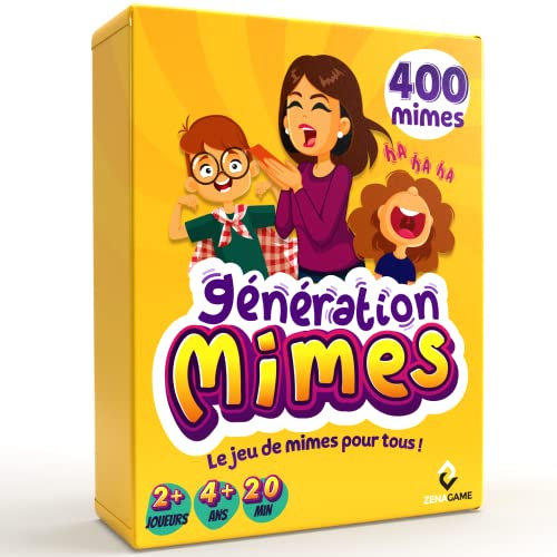 ZENAGAME Génération Mimes Jeux de société Enfant et Adultes - Jeu d'ambiance Famille - Jeu de mimes - Jeu de Cartes dès 4 Ans