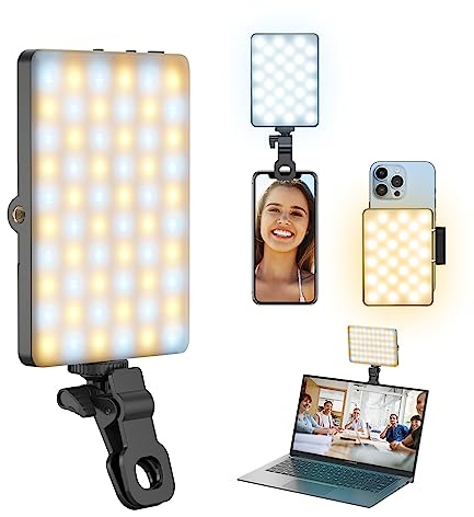 Selfie Lights, Youlisn LED Photo Light Portable 60LEDs Video Light with Rechargeable Clip and Adjusted 3 Lighting Modes, 2000mAh Phone Lighting for Laptop, iPad, Phone, Makeup, TikTok, Selfie, Vlog