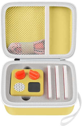 casmilee Funda de viaje compatible con Yoto Mini – reproductor de audio y música para niños, bolsa de soporte para altavoces infantiles, tarjetas de audiolibros, Amarillo, M, Almacenamiento
