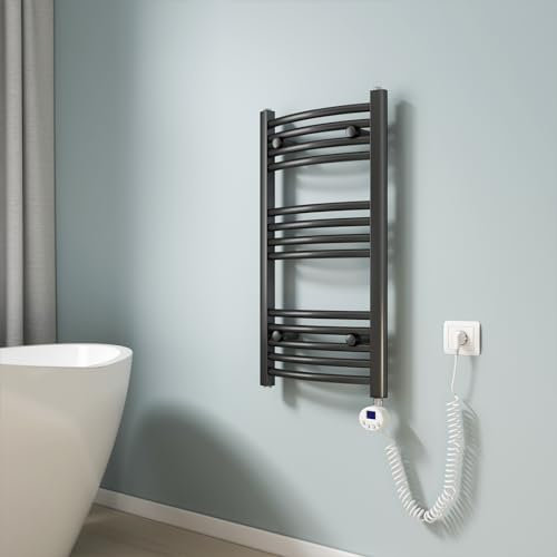 EMKE Radiador Toallero Eléctrico para Baño,75 x 40 cm, Secatoallas eléctrico con termostato, 250 vatios (Antracita),Toallero Electrico Baño