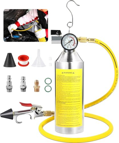 MOTOCOCHE AC Flush Kit with Pressure Gauge, Relief Valve, Spray Head & Hose - HVAC Cleaner for R410A, R134A, R22 Refrigerants Air Conditioner Pipe, Condenser, Evaporator