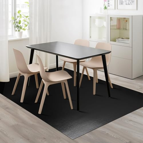 FURKIT Vinyl Floor Mat for Home, Black Waterproof Area Mat for Under Dining Room Table, Sturdy Plastic Rug Protector for Kitchen, Living Room, Yard, Garage, Large Baby Play Mat (3'×5')