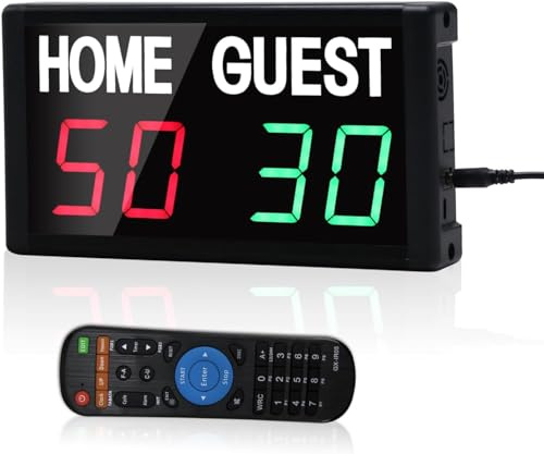 GAN XIN Digital Scoreboard 1.8 Inch Score Keeper Portable Electronic Scoreboard with Remote for Basketball, Football, Volleyball. Adjustable Brightness