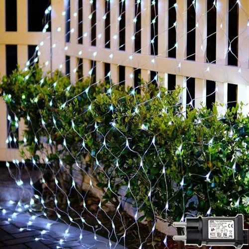 Redefun Utomhusljusnät, 2 st 3 x 2 m 200 LED, nät med uttag, 8 lägen vattentät ljusgardin för rum, väggar, bröllop, staket, trädgård, dekoration(kall vit)