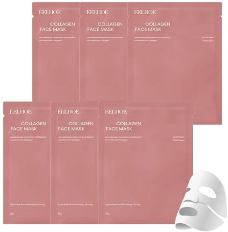 Collagen Mask Overnight - 6 Stück Kollagen Maske Gesicht - Feuchtigkeitsspendende Kollagenmaske - Anti Falten Lifting Gesichtsmaske für Frauen - Face Mask Beauty Hautpflege Verbessern Elastizität