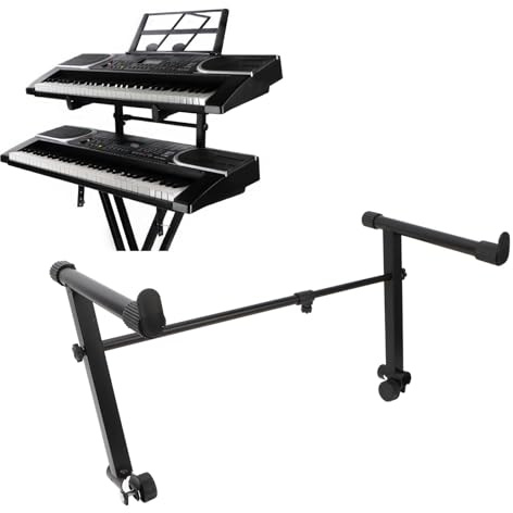 Adaptador de Extensión de Soporte para Teclado, Elevador de 2 Niveles, Altura Ajustable para Piano Electrónico, Ancho de 42 a 75 Cm, Segundo Nivel Universal, Capacidad de 60 Lb,
