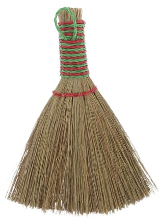 QUMIIRITY Natural Hand Broom Brush Bristle Handle, Small Straw Broom 14x10cm for Indoor Cleaning and Dust Removal, Bamboo Rod Woven Brush for Home and Furniture