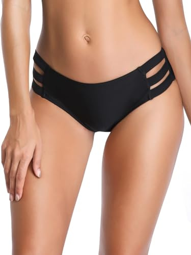 Ocean Blues Women's Strappy Bikini Bottom Basic Bathing Suit Black