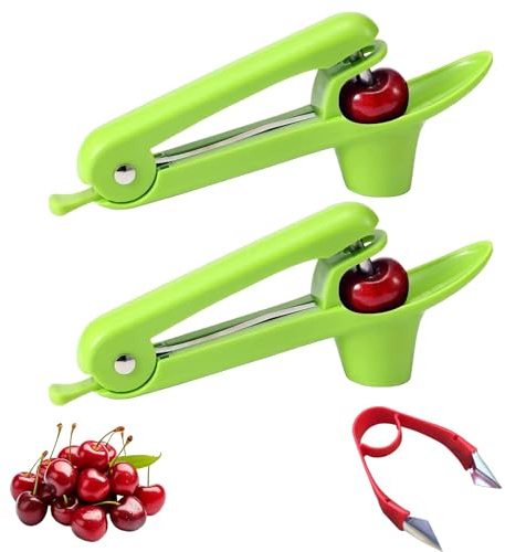2 Reuseable Cherry Stone Removers with Stainless Steel Bars