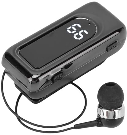 GOWENIC Einziehbarer Drahtloser Kopfhörer, BT 5.4, Intelligente LED-Batterie Anzeige, Einziehbares Design mit ENC-Geräusch Unterdrückung Mikrofon für Fahrer und Profis (Black)