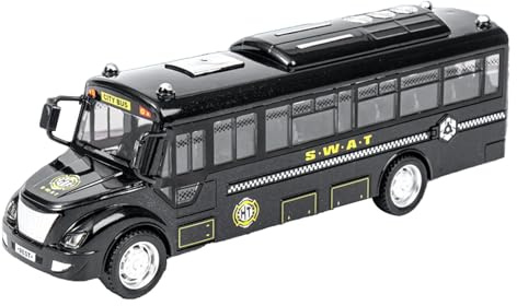 Milageto Autobus Giocattolo per Bambini dai 3 Anni in su, 1:12, con Suoni e luci, Modello di Autobus Giocattolo per l'apprendimento, per Feste di, Nero