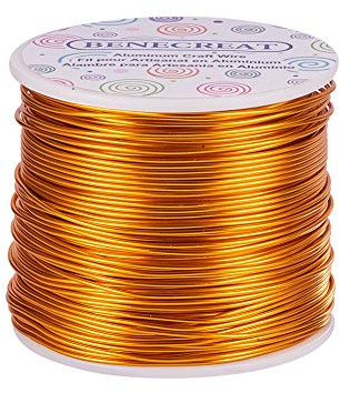 BENECREAT 18 Gauge Anodized Aluminum Wire (1mm, Gold), 492 FT - Jewelry Craft Making, Beading, Floral Colored Craft Wire