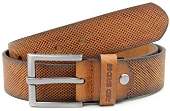 Red Bridge Herren Gürtel Echtleder Ledergürtel Leather Belt Scratched Honeycomb Taba 95