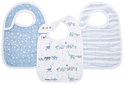 aden + anais Baby-Lätzchen mit Druckknöpfen, Superweich und saugfähig für Säuglinge, Neugeborene und Kleinkinder, Spucktuch aus 100% Baumwoll-Musselin, 0-36 Monate, 3er Pack, rising star