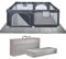 ONVAYA® Laufgitter mit faltbarer Spielmatte | Laufstall für Babys | 120 x 160 cm | Schutzgitter für Kinder | Rechteckiges Krabbelgitter | Absperrgitter | Babyzaun in Grau | sicher & schadstofffrei
