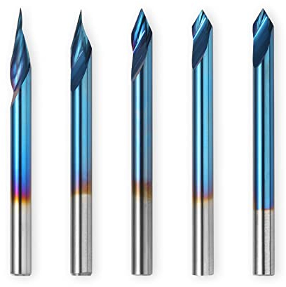 Genmitsu 5 Stück V-Nut-CNC-Fräser, Grad 20/30/45/60, 1/8 Zoll Schaft, Nano-blaue Beschichtung, Schaftfräser, für Holzschnitzerei, VG05B