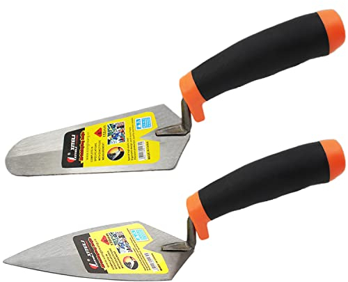 ESreake 2-teiliges Spitzkelle und Messkellen-Set, 15,2 cm, Mauerwerk-Handwerkzeug-Set mit weichem Griff, Randkelle, Maurerkelle, Bauprodukte (15,2 cm)