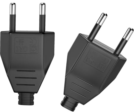 Eurostecker, 2 Stücke Flachstecker, Eurostecker Flach, Stromstecker (220V, 2.5A), Stromstecker Flach(Schwarz)