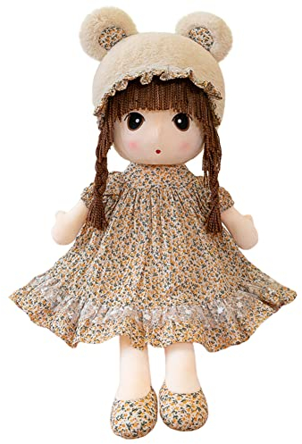 Muñeca de peluche, 50 cm, suave muñeca de tela con ropa y pelo, juguete de peluche relleno, muñeca de trapo para bebés a partir de 1,5 años, bebé niña segura para jugar, regalo para Navidad