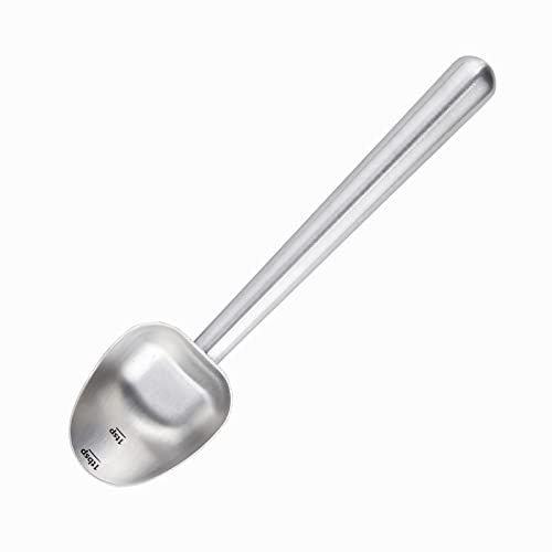 Easyworkz Cuchara de café de acero inoxidable con mango hueco, cuchara medidora de 7 g para café molido y té de hojas sueltas,Plateado cepillado