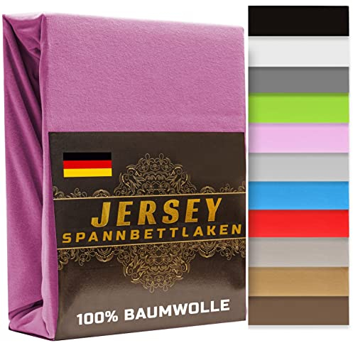 Spannbettlaken 200x200cm Rose 165 g/m² – Jersey Spannbetttuch 200x200 cm 100% Gekämmte Baumwolle Made in EU - Bettlaken 200x200 bis 20 cm Matratzenhöhe (Rose, 200 x 200cm)