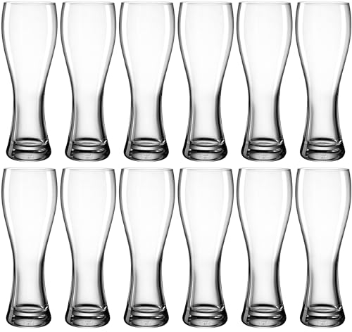 Leonardo Maxima Weizenbiergläser 12er Set - Weissbiergläser, hochwertig verarbeitet - Inhalt 500 ml - Spülmaschinengeeignet - 12 Weizengläser transparent, 061755