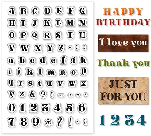PH PandaHall Clear Stamps, Letter Silicone Stamp Retro Alphabet Rubber Stamp Transparent Stamps for Card Making Photo Album Decoration and DIY Scrapbooking, 11x16cm