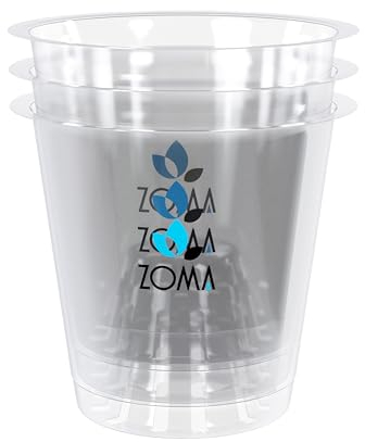 ZOMA - Set mit 3 transparenten Orchideentöpfen mit erhöhtem Boden, Orchideentöpfe aus Kunststoff mit Belüftungslöchern, ideal für die Pflege von Orchideen, hochwertiger transparenter Topf - Ø 6 cm