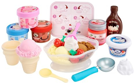 Little Tikes Creative Chefs Ice Cream Kit - con Arena Especial de Juego Make-It! Mix, 17 Accesorios, Juego de Simulación Realista, para Niños y Niñas Mayores de 3 Años, NO Comestible
