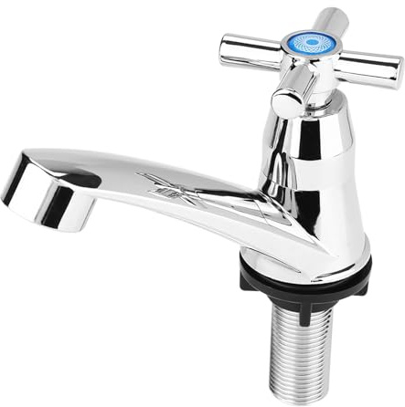 WPKD BLUEIY Singolo Rubinetto Freddo ABS, Rubinetto per Lavabo Singolo a Freddo Croma Rubinetto per Acqua Fredda Facile Installare per Bagno Lavabo Lavello da Cucina (Cross G1/2)