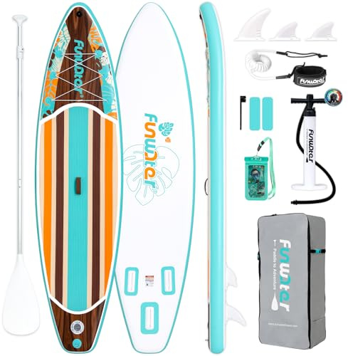 FunWater 10'6×33×6 Inflatable Stand Up Paddle Board with Premium SUP Paddleboard Accessories, Wide Stable Anti-Slip EVA Deck,Paddle Boards for Adults & Youth of All Skill Levels