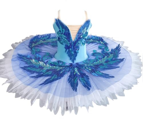 Robe Tutu de Ballet Professionnelle pour Filles, Tenue de Princesse pour Enfants, Plateau de Crêpes, Lac des Cygnes, Costume de Ballerine, Costume de Compétition de Danse sur Scène（160 cm）