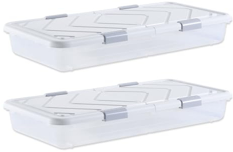 VEVOR Sacs de Rangement sous Lit avec Roulettes, Organisateur de Chaussures sous le Lit de 101x51x15 cm, Boîte de Rangement avec Couvercle et Poignées pour Vêtements, Couvertures, Chambre à Coucher