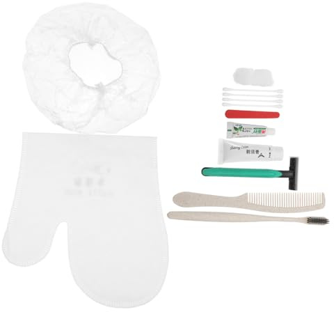 WEKAMOS Trousse De Toilette Pour Invités 4 Pièces Kit Jetable Brosse à Dents Peigne En Paille De Blé Rasoir Accessoires De Soins Hygiéniques Usage Hôtel Chambre D'hôtes Voyage Pratique Unisexe