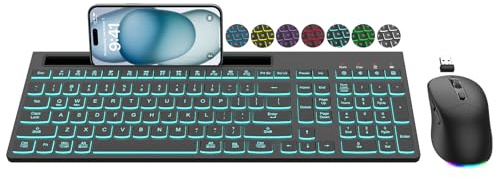 Wireless Keyboard and Mouse Combo, 7 Backlit Effects, Light Up Letters