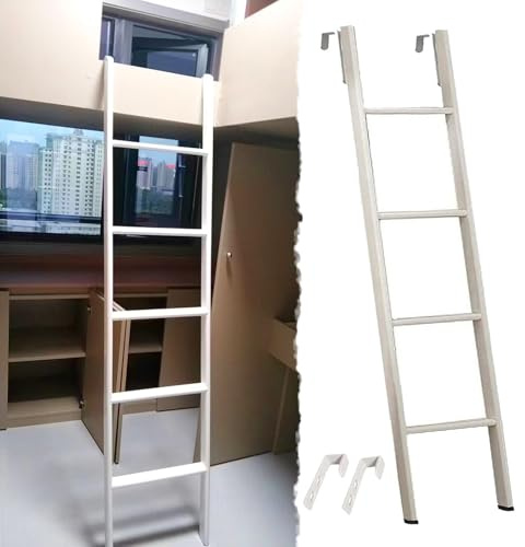 Escalera Cama Litera Escalera Ajustable para Litera Individual, Escalera Metálica con Gancho para Litera de Caravana, Escalera de Ático Que Ahorra Espacio para Residencias Escolares(125cm/49)