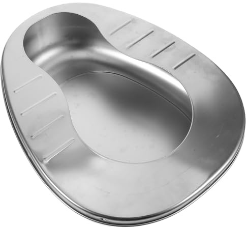 PENIKOKO Sängtoalett Metall Sängpanna Äldre Sängpanna Äldre Kvinna För Sängliggande Patienter Sängpannor För Sängkant Silver