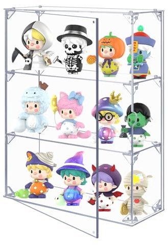 Vitrine en Acrylique pour Objets de Collection, Organisateur de Rangement Mural ou de Bureau Transparent à 3 Niveaux pour Figurines Pop, vitrine Anti-poussière pour Mini-Jouets et Cristaux de Roche