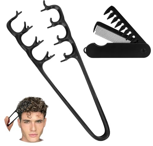 2 Pezzi Pettine Texture Uomo, Pettine Volumizzante Denti Larghi Capelli per Onde, Pettines Quad per Capelli Ricci Mossi, a Pinza Easy Style Texturizzante, Texture Comb Men