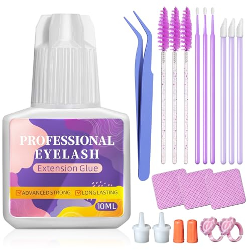 Eye Lash Glue for Eyelash Extensions Fast Dry 0.5-1 Sec (10ml), Strong Eyelash Glue 6-8 Weeks, Lash Bonder for Beginner Diy or Professional Salon, Waterproof/No Fume/Sensitive Eyes (White)