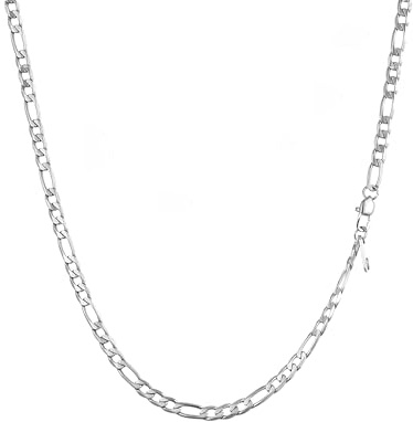 PROSTEEL Collana da Uomo catena figaro 45 cm argento acciaio inossidabile larghezza 4 mm