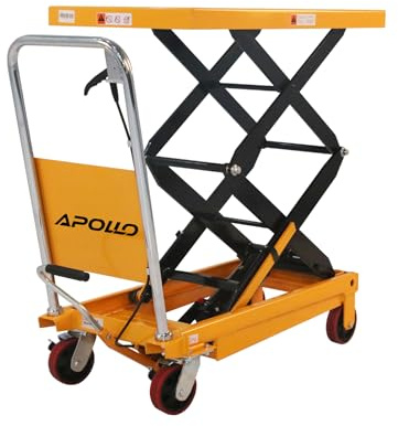 APOLLOLIFT Hydraulic Lift Table Cart, 770lbs Capacity 51 Lifting Height, Double Scissor Lift Table with 4 Wheels and Safety Back Guard for Material Handling and Transportation