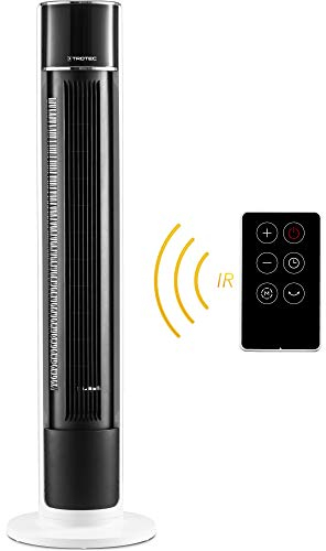 TROTEC Design-Turmventilator TVE 39 T, Standventilator, automatische Oszillation von 60 °, mit Abschaltfunktion, 6 Geschwindigkeitsstufen, 45 Watt, LED-Display