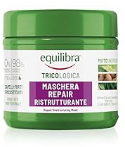 Equilibra Capelli, Maschera Capelli Repair Ristrutturante, Nutre i Capelli Aridi e Sfibrati, a Base di Olio di Cocco, Proteine del Grano, Aloe Vera, Olio di Argan, Cheratina Vegetale, 250 ml