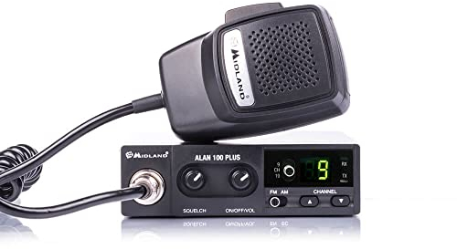 Midland Alan 100 Plus B C442.12, CB Radio Ricetrasmittente Veicolare 40 Canali AM/FM per Camion e Camper, Ricetrasmettitore con Microfono 4 Pin, Display Canali, Squelch e Pulsanti Up-Down, Nero