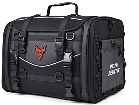 MIGHTYDUTY Motorcycle Tail Bag Expandable 45L~60L Large Capacity Motorbike Bag Waterproof Multifunctional Rear Seat Motorcycle Bag for Riding Travel M Red