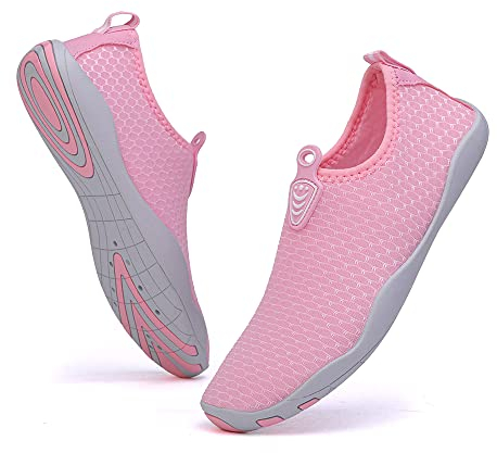 Vsufim Schnell trocknende Wassersport, Barfußschuhe, Aqua-Socken für Schwimmen, Strand, Pool, Surfen, Yoga, für Damen und Herren, Pink, 7.5 Women/6.5 Men