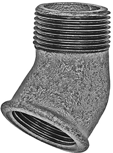 Gewinde Fitting Verschraubung aus Temperguss verzinkt - Winkel 45° mit 2 Rohr Zoll Innengewinde IG und Aussengewinde AG Nr. 121