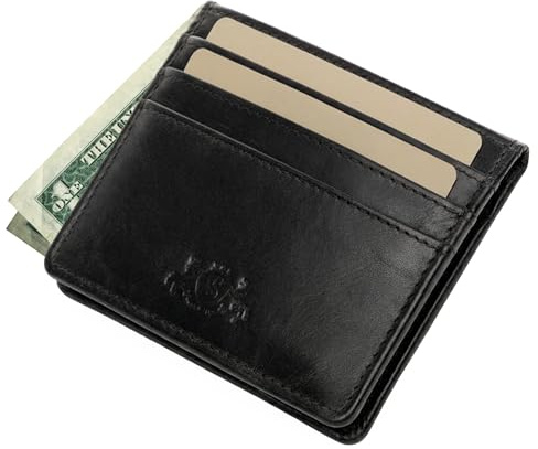 SID & VAIN® Tarjetero RFID protección Earnest Billetera Ultra Fina Monedero Delgado Piel Genuina Negro Unisex, Mujer, Hombre | Hecho a Mano