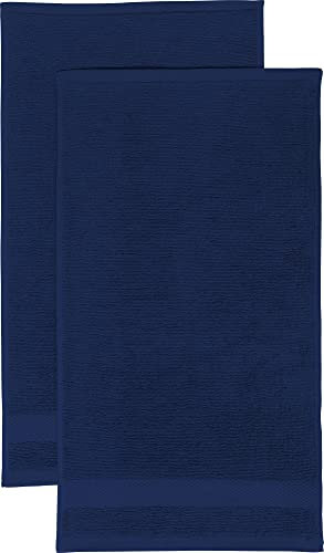 Erwin Müller Gästetuch 2er-Pack, Serie Sindelfingen, 100% Baumwolle dunkelblau Größe 30x50 cm - Kochfest und trocknergeeignet, praktisch durch beidseitige Schlaufen zum Aufhängen